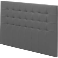 TÊTE DE LIT Tete de lit Ted capitonnée simili Gris L.190 TÊTE DE LIT Tete de lit Ted capitonnée simili Gris L.190