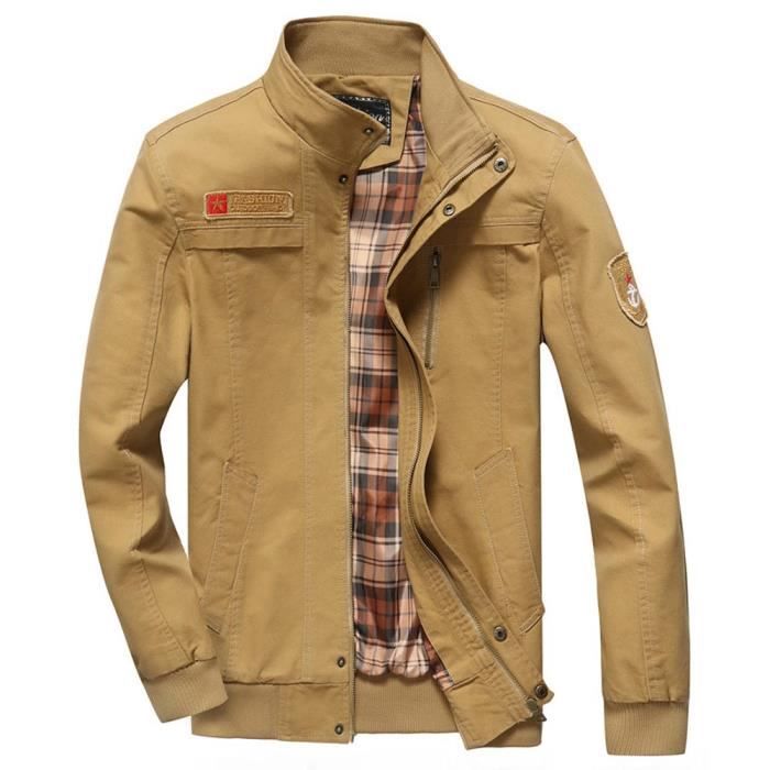 Vêtement Blouson Militaire De Casual Veste Coton Printemps Montant Col Homme En qpwAqP18
