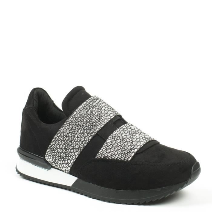 Pomme Passion Baskets style running bi-matière à enfiler Kamila Argent - Chaussures Baskets basses Femme Pomme Passion Baskets style running bi-matière à enfiler Kamila Argent - Chaussures Baskets basses Femme