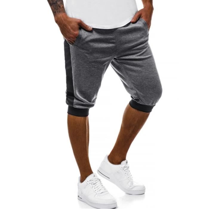 Sport Casual Hommes Jogging Courir élastiquée Taille Shorts Pantalons Pantalons Gris