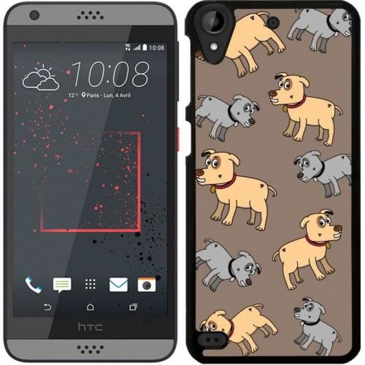 Coque Pour Htc Desire 530 Jaune Petit Chien Gris Ama