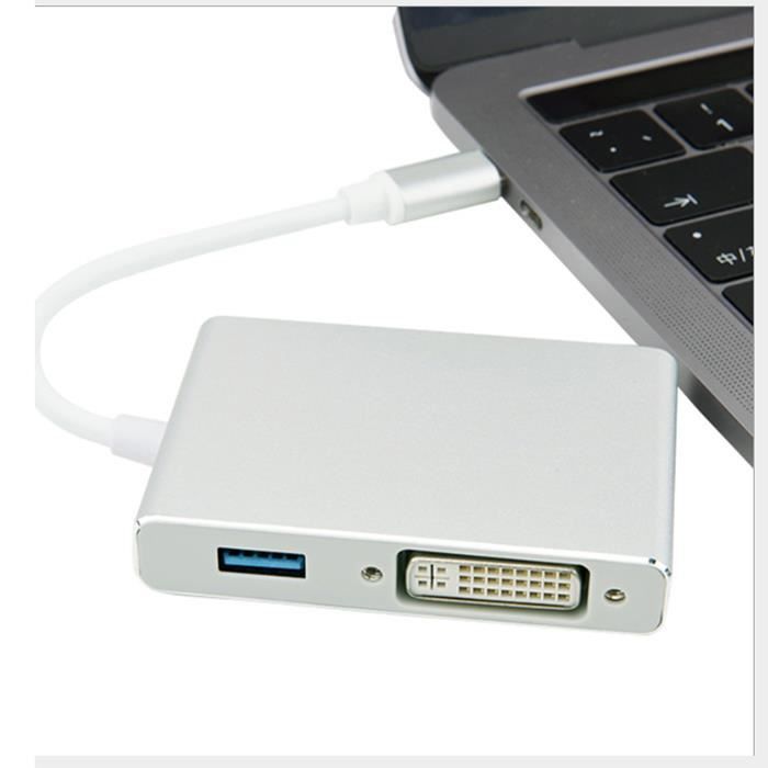 Type C vers HDMI+VGA+DVI+USB3.0 Adaptateur HU1