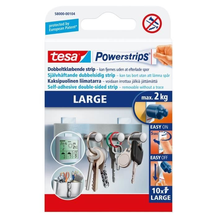 TESA Bande adhésive - powerstrips x 10