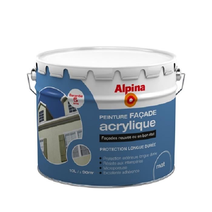Peinture Façade Acrylique 5 Ans 10l Blanc Achat Vente Peinture