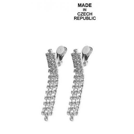 Boucles D'oreilles Clip Strass Vert - Métal Argenté - Neuves Avec étiquettes