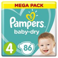 COUCHE PAMPERS Baby-Dry Taille 4, 9-14 kg - 86 Couches COUCHE PAMPERS Baby-Dry Taille 4, 9-14 kg - 86 Couches