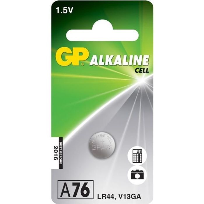 Piles Bouton Alcaline Spéciales - GP A76 / LR44 - Blister de 1 pile