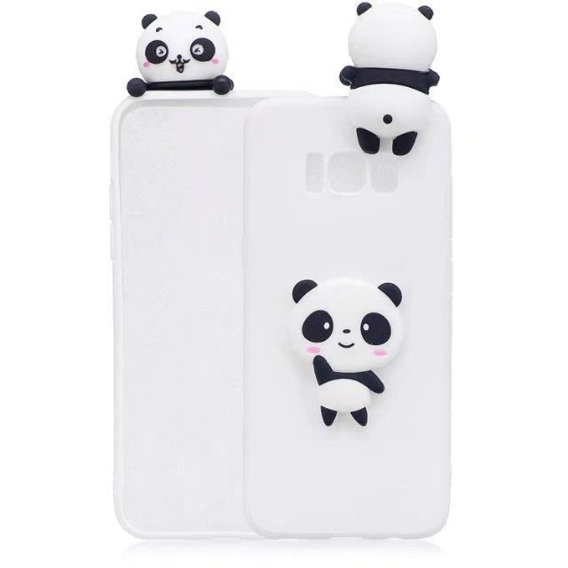 Yobby Coque pour Samsung Galaxy S8,Coque Souple Silicone 3D Dessin Animé Animaux Mignon Pandas Blanc Etui,Mode Cool Unique Caoutchouc Gel Peau Housse pour Enfants Garçons Filles 