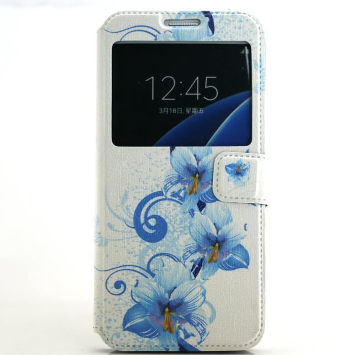 coque samsung galaxy s7 edge fleur bleu