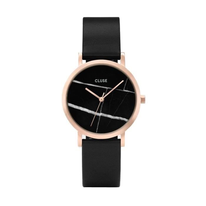 CLUSE Montre Quartz Collection La Roche Petite Marbre Doré Rose et Noir Femme