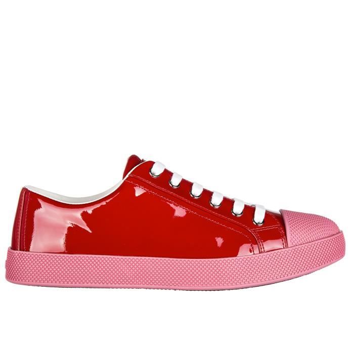 En Sneakers Rouge Femme Chaussures Cuir Baskets Prada Achat QdhxCtsrBo