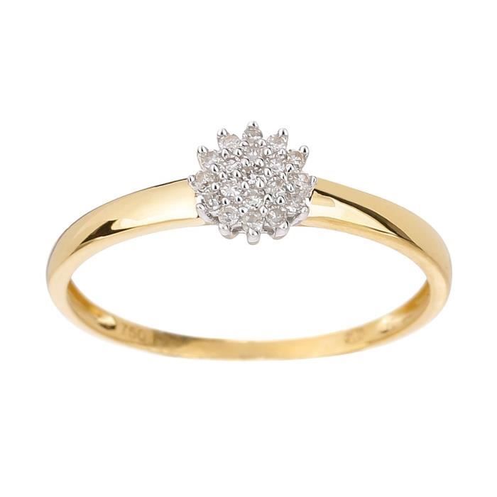 MONTE CARLO STAR Bague Or Jaune 750° et Diamants 0,11 ct Femme