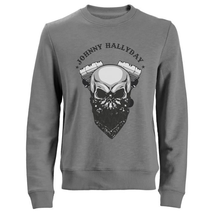 Sweat Biker Johnny Hallyday - Gris