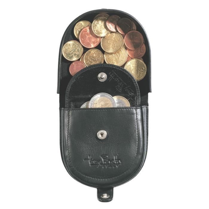 TONY PEROTTI Porte-monnaie Cuvette - Cuir de vachette - 8x8,5 cm - Noir