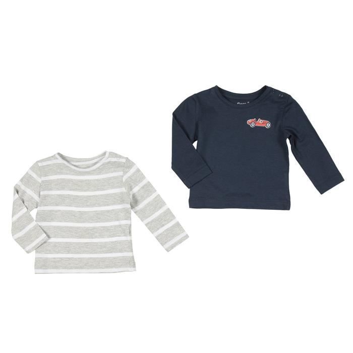 BÉBÉ RêVE Lot de 2 T-shirts Jersey Gris et marron Bébé mixte