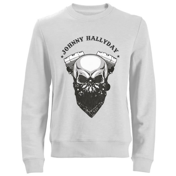 Sweat Biker Johnny Hallyday - Blanc