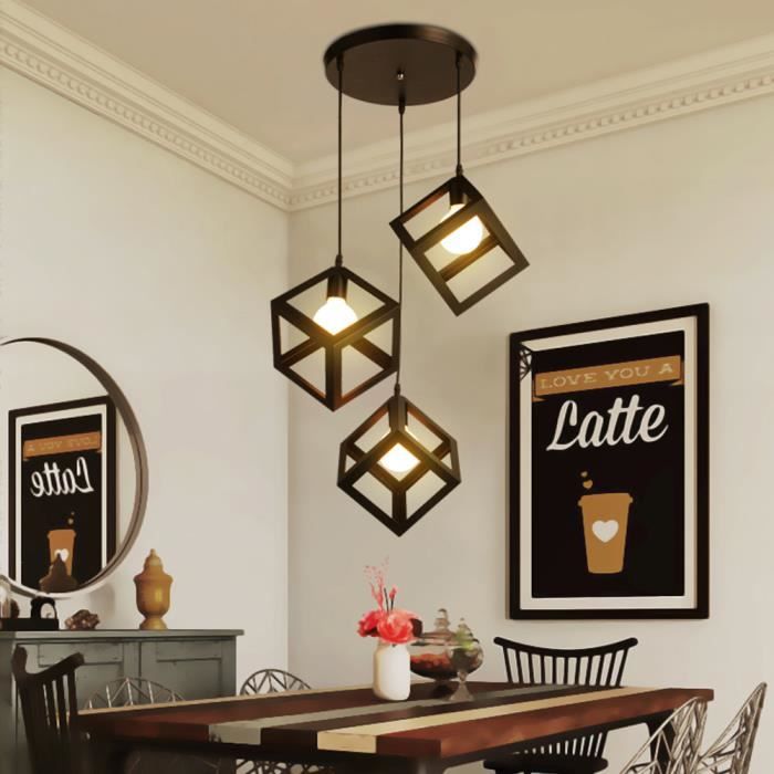 Noir Disque Contemporain E27 Industrielle Stoex Ajustable Luminaire Cube Corde Lustre Suspension Lampes Abat Jour 3 A54qR3jL