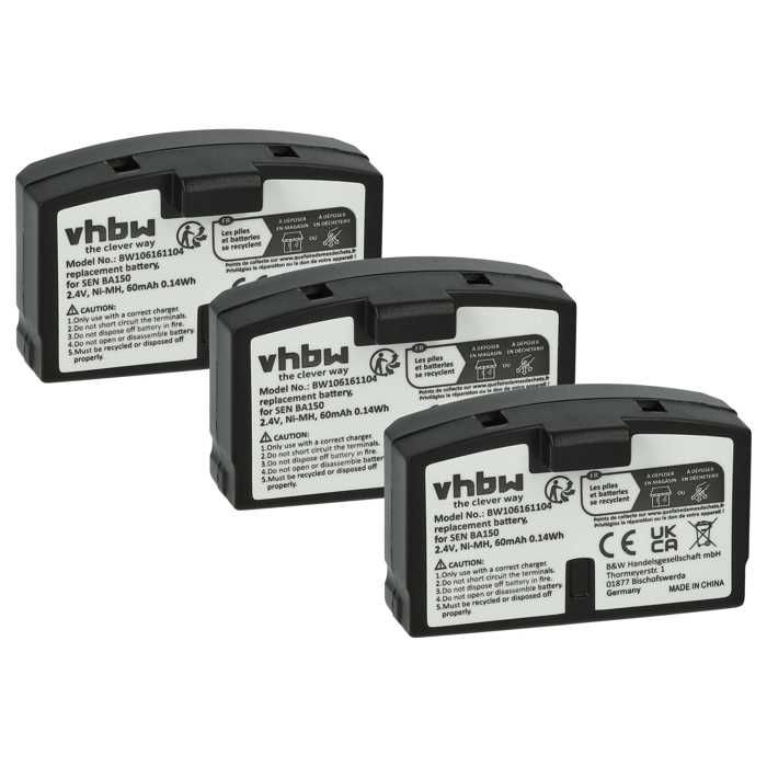3 X Batterie De Remplacement Pour Casque Audio Sans Fil Sennheiser