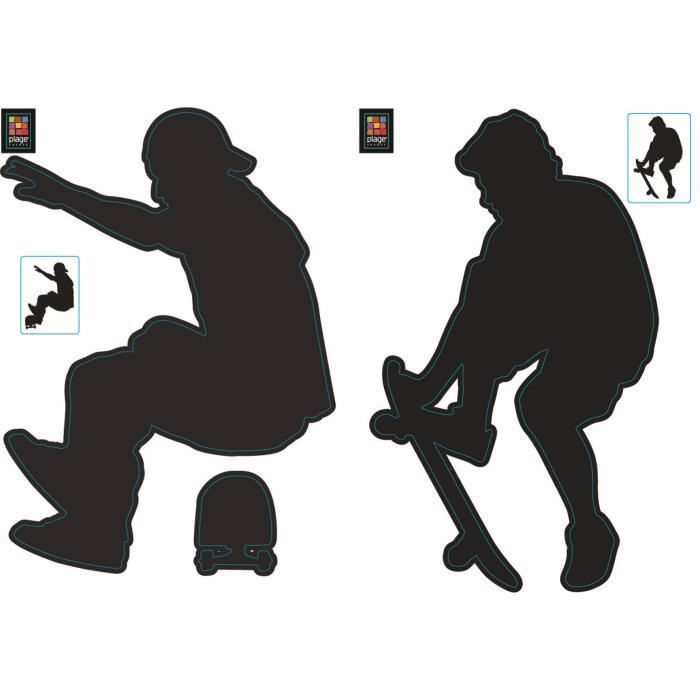 PLAGE Stickers adhésif mural Taille S - Skater2 planches 29,7 x 21 cm, divers motifs