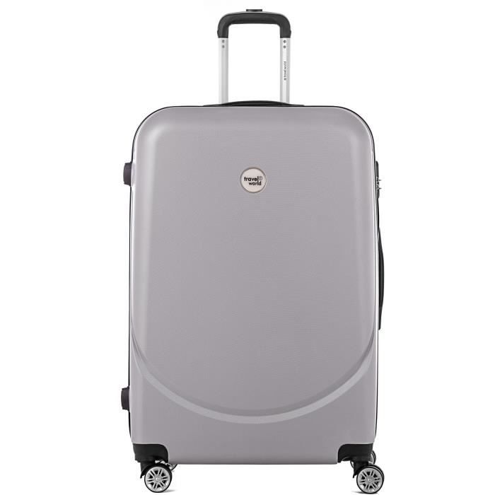 TRAVEL WORLD Trolley Case XXL 80cm avec 4 roues Argent