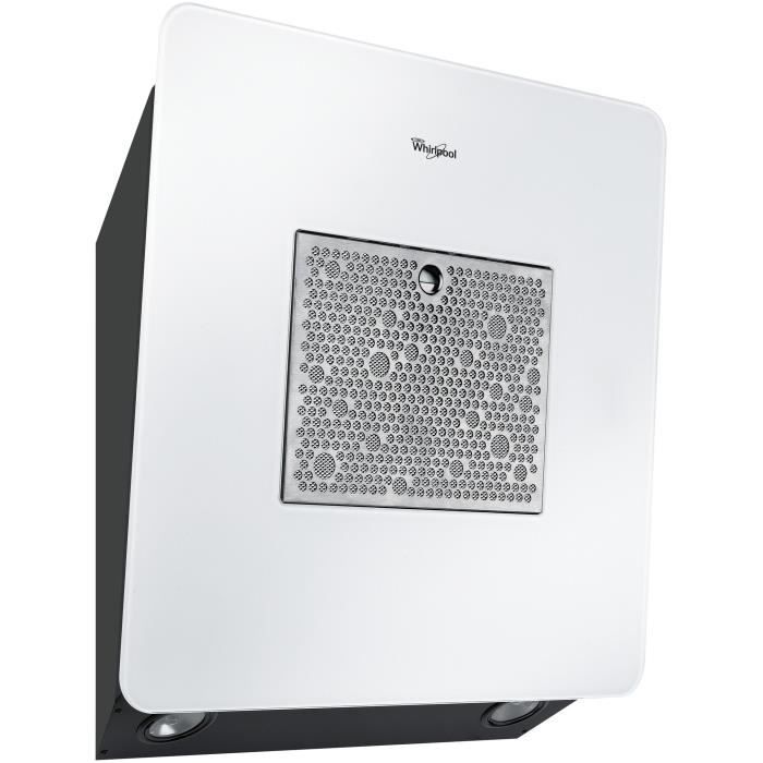 WHIRLPOOL AKR 565 GWH - Hotte verticale-Evacuation / recyclage-400 m3 air max / h-62 dB-3 vitesses-L 55 cm-Verre et blanc