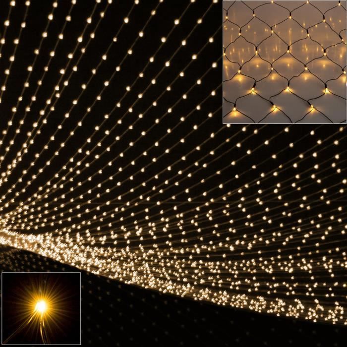 Guirlande lumineuse Filet rideau Lumineux 160 LED blanc chaud