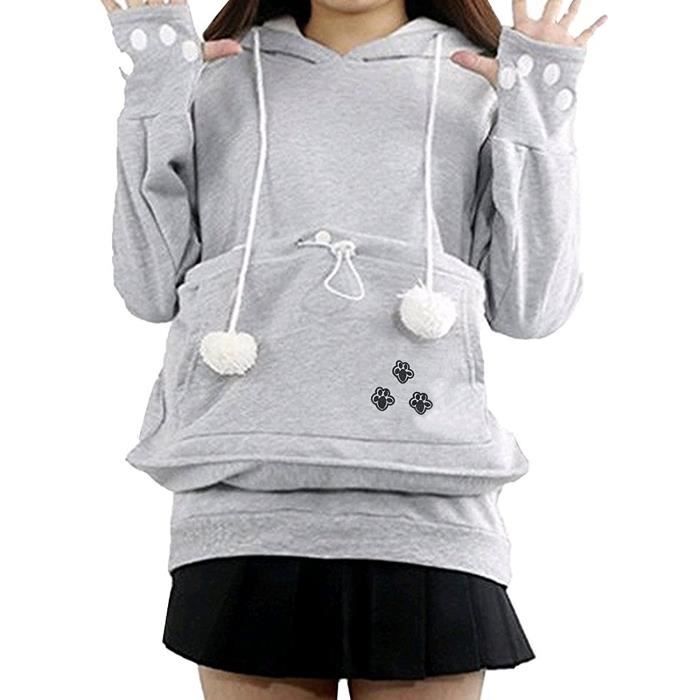 Minetom Capuche Kangourou Sweatshirt Casual Avec Sport À Manches Longues Automne Hiver Femme Sweat Hoodies Chat Tops Chien Poche TlF3Kc1J