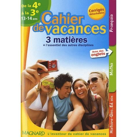 Cahier De Vacances 3 Matières De La 4e à La 3e Achat - 
