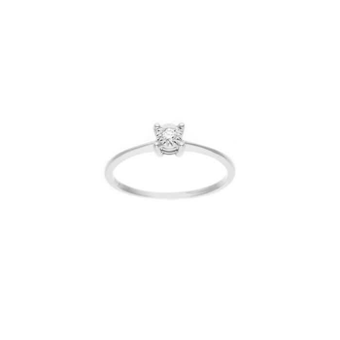 DIAMOND LANE Solitaire Or Blanc 375/1000 et Diamant Femme