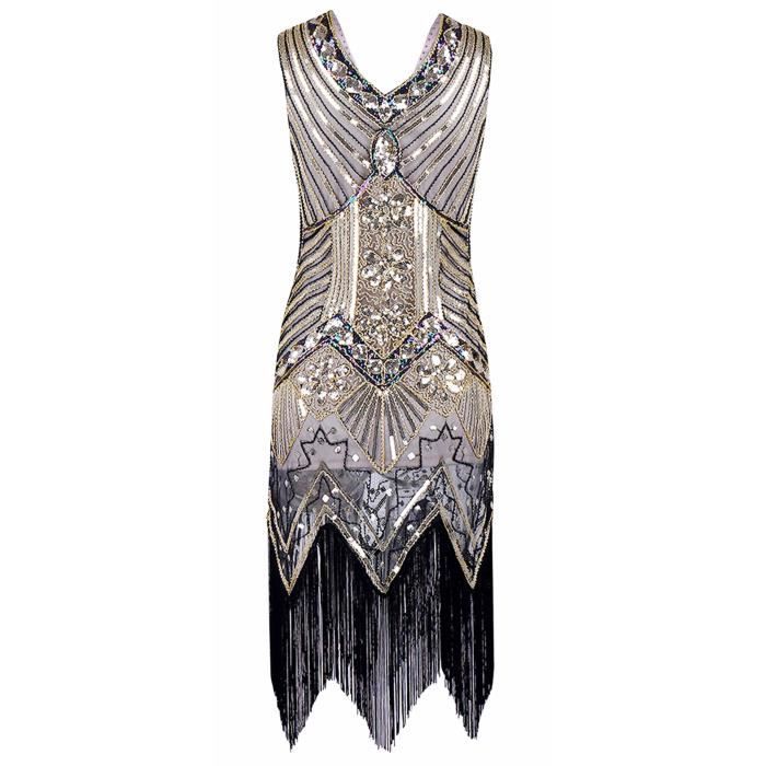 Feoya Femme Robe Gatsby à Paillettes Robe 1920 Charleston ...