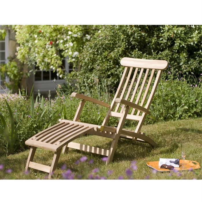 Chaise de pont en teck massif   Achat / Vente CHAISE LONGUE   TRANSAT