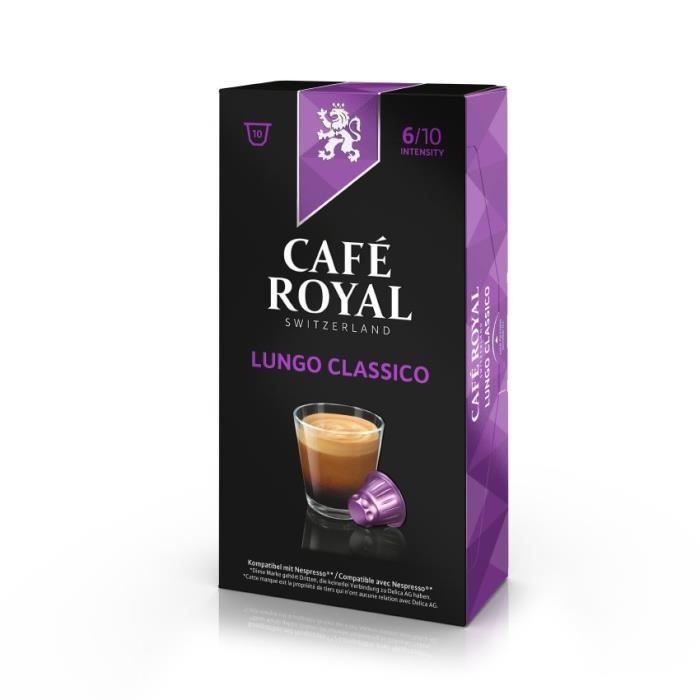 10 capsules de café Lungo Classico 100% Arabica CAFÉ ROYAL