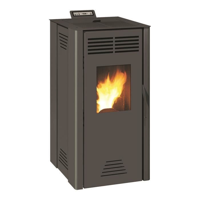 INVICTA Serino 7 - Poêle à granulés modulable de 3,1 à 7 kW - Acier - Rendement : 90 % - Autonomie : 8-21h - Flamme verte 6* - Noir