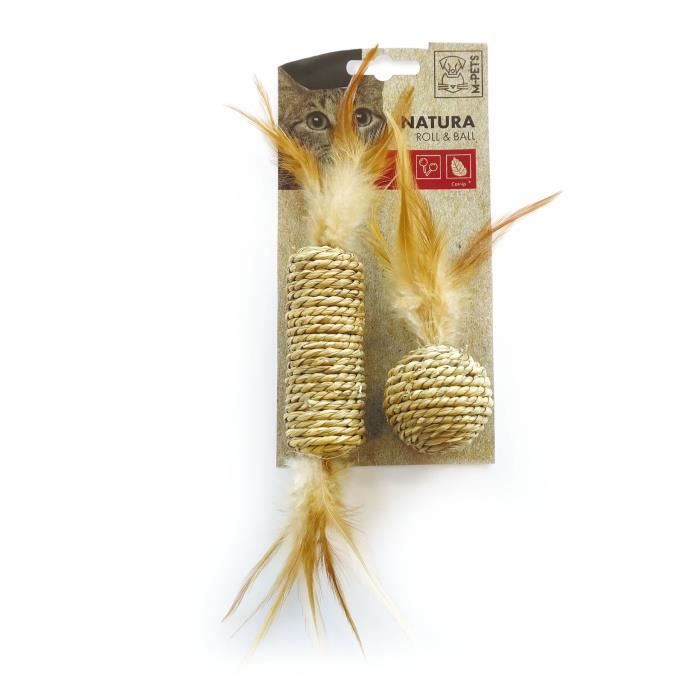 MPETS Rouleaux et ball avec plumes Natura - Jouet pour chat - Couleur mixte