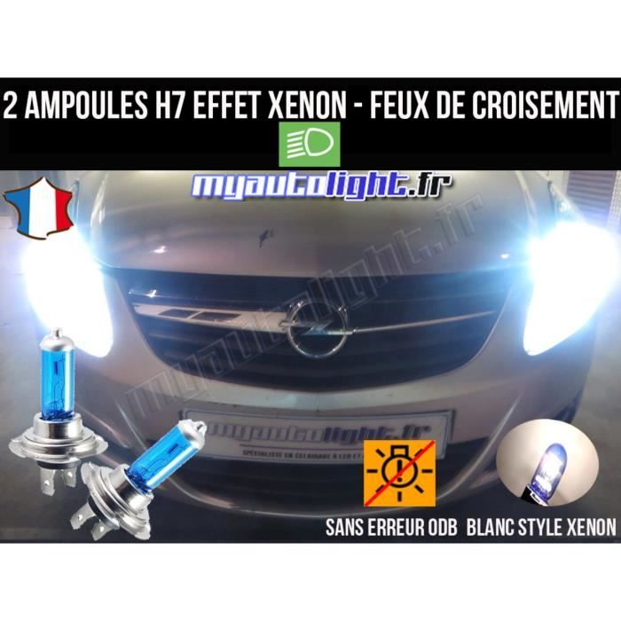 Pack ampoules H7 blanc xenon feux croisementcode pour OPEL CORSA D