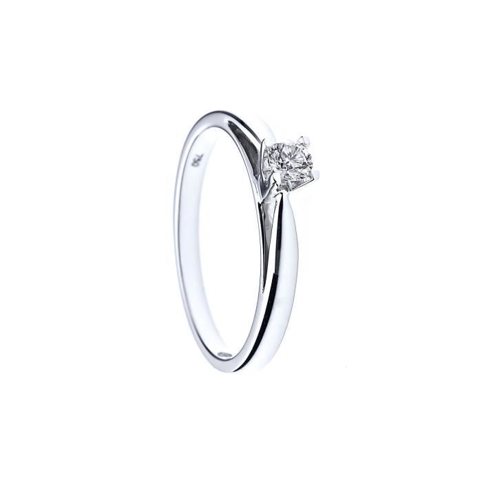 DIAMOND LANE Bague Solitaire Or Blanc 375° et Diamants 0,15 cts Femme