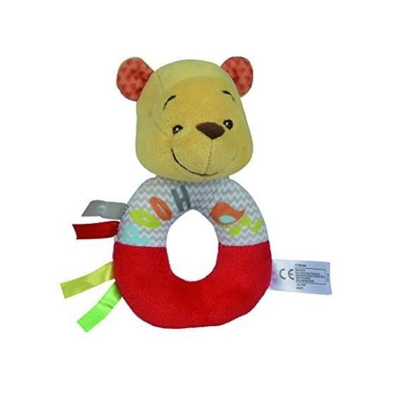 DISNEY Winnie L'Ourson Doudou Hochet Rouge