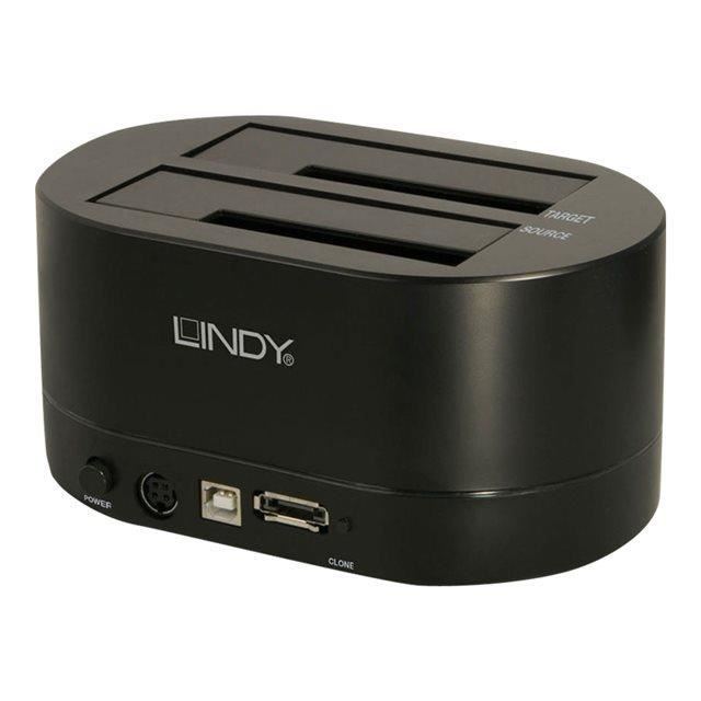 LINDY Station d'accueil pour 2 disques durs - USB et eSATA + sauvegarde