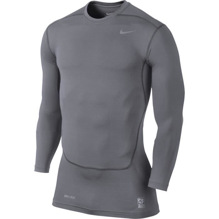 NIKE Haut d'entrainement compression Manches longues - Homme - Gris