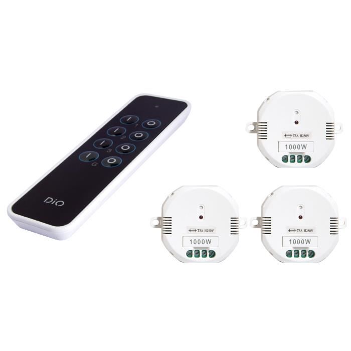 CHACON Kit 3 modules DiO 1000 W avec télécommande 3 canaux