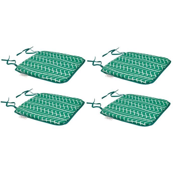 EZPELETA Set de 4 Coussins de chaises carrées Sol - 40 x 40 cm - Vert