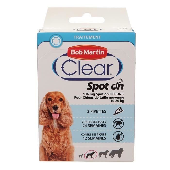 3 Pipettes Fipronil pour chien 10 à 20 kg