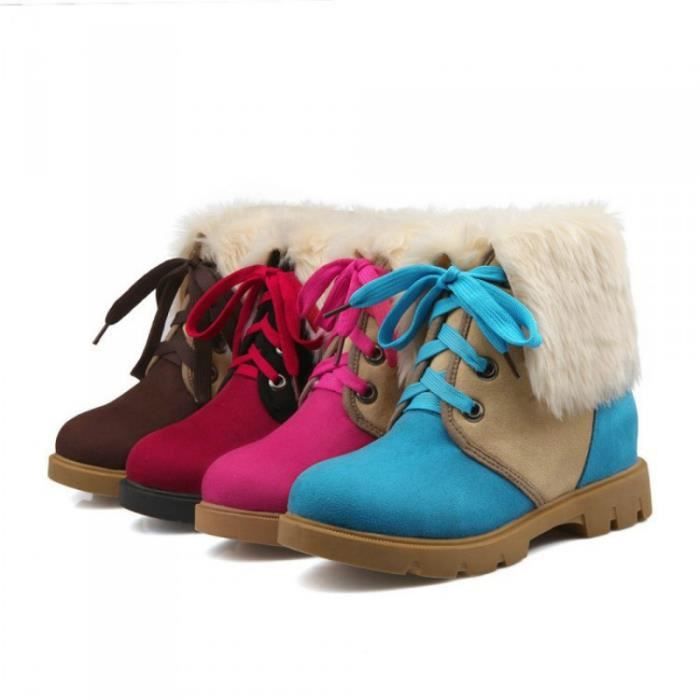 Plat Plus Chaud Épaissir Bottes Size rouge Courtes De En étudiants Rose Antidérapants Pu 6 Martin Fashion Cuir Neige Casual qtPz7rgtxw