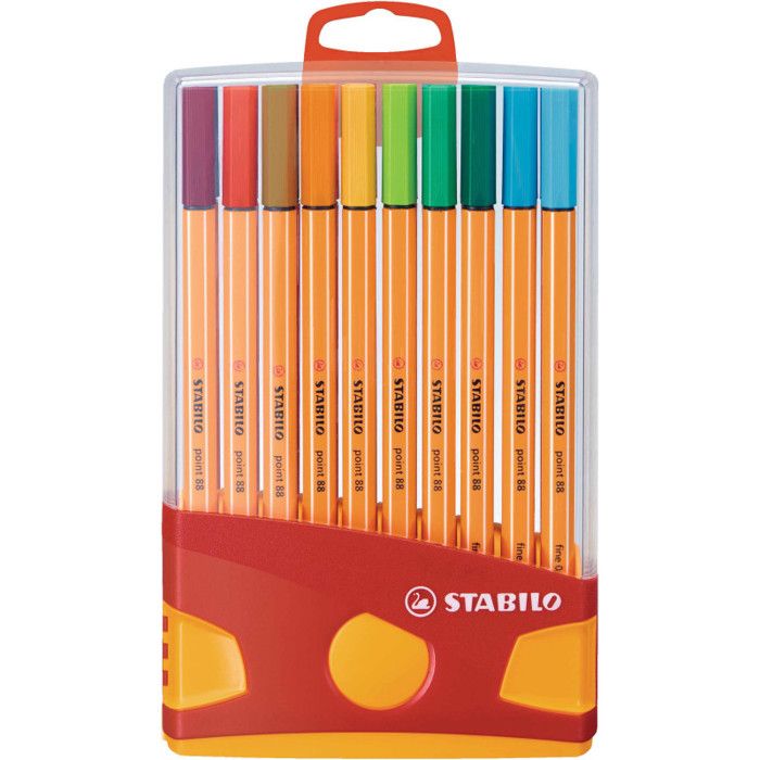 Etui chevalet de 10 stylos-feutres pointe fine STABILO point 88