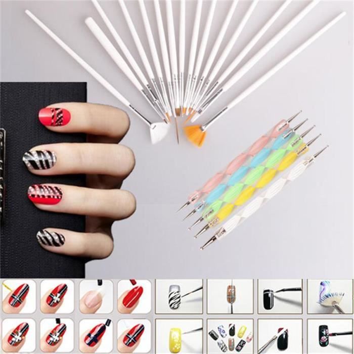 Kit 20 Pinceaux Dotting Pen Stylo Tool Pour Nail Art Ongle Achat