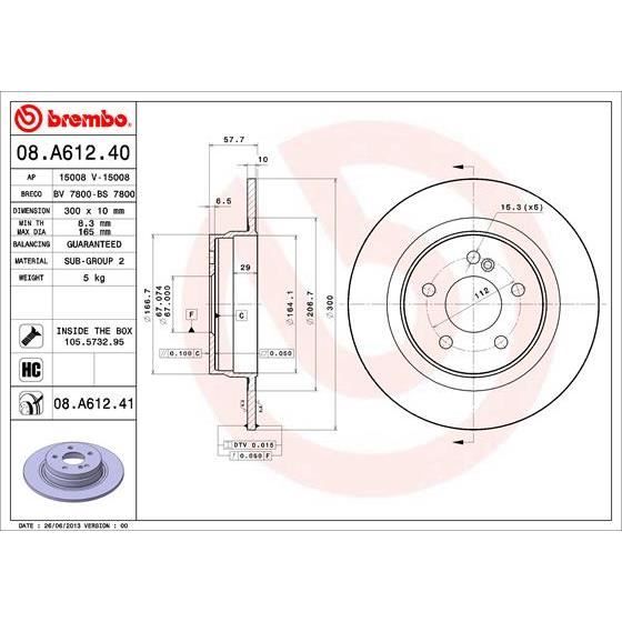 JEU DE DISQUES BREMBO 08.A612.41