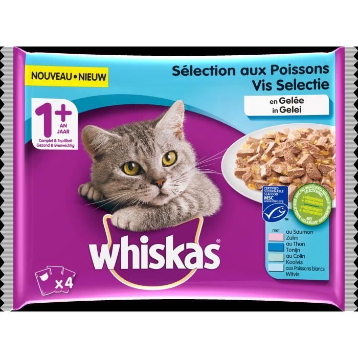 WHISKAS Pâtée Pour Chat Filet De Pèche En Gelée 4x100g