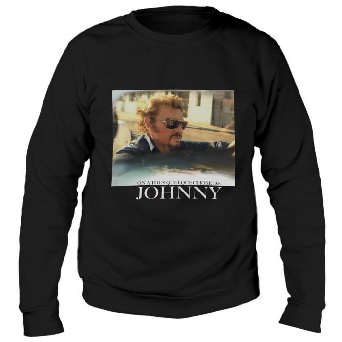 Sweat Photo Johnny Hallyday - Homme - Noir
