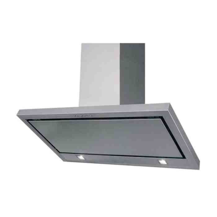 HUDSON HHD997I Hotte décorative - Evacuation et recyclage - 1000m3-h max - 50dB - Larg 90cm - Inox