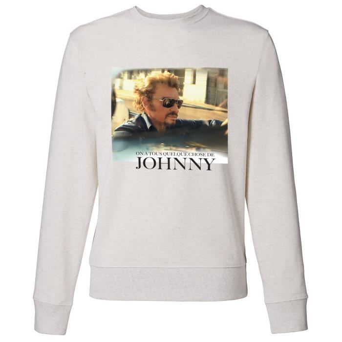 Sweat Photo Johnny Hallyday - Homme - Blanc